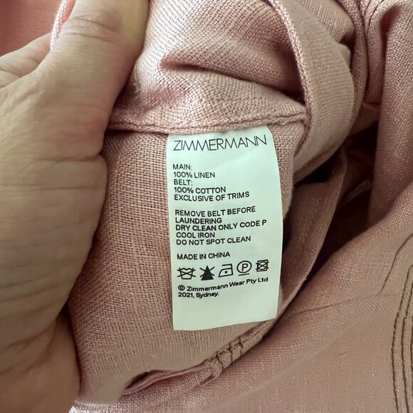 Zimmermann Moonshine cuffed jumpsuit in pink linen - Picture 4 of 4